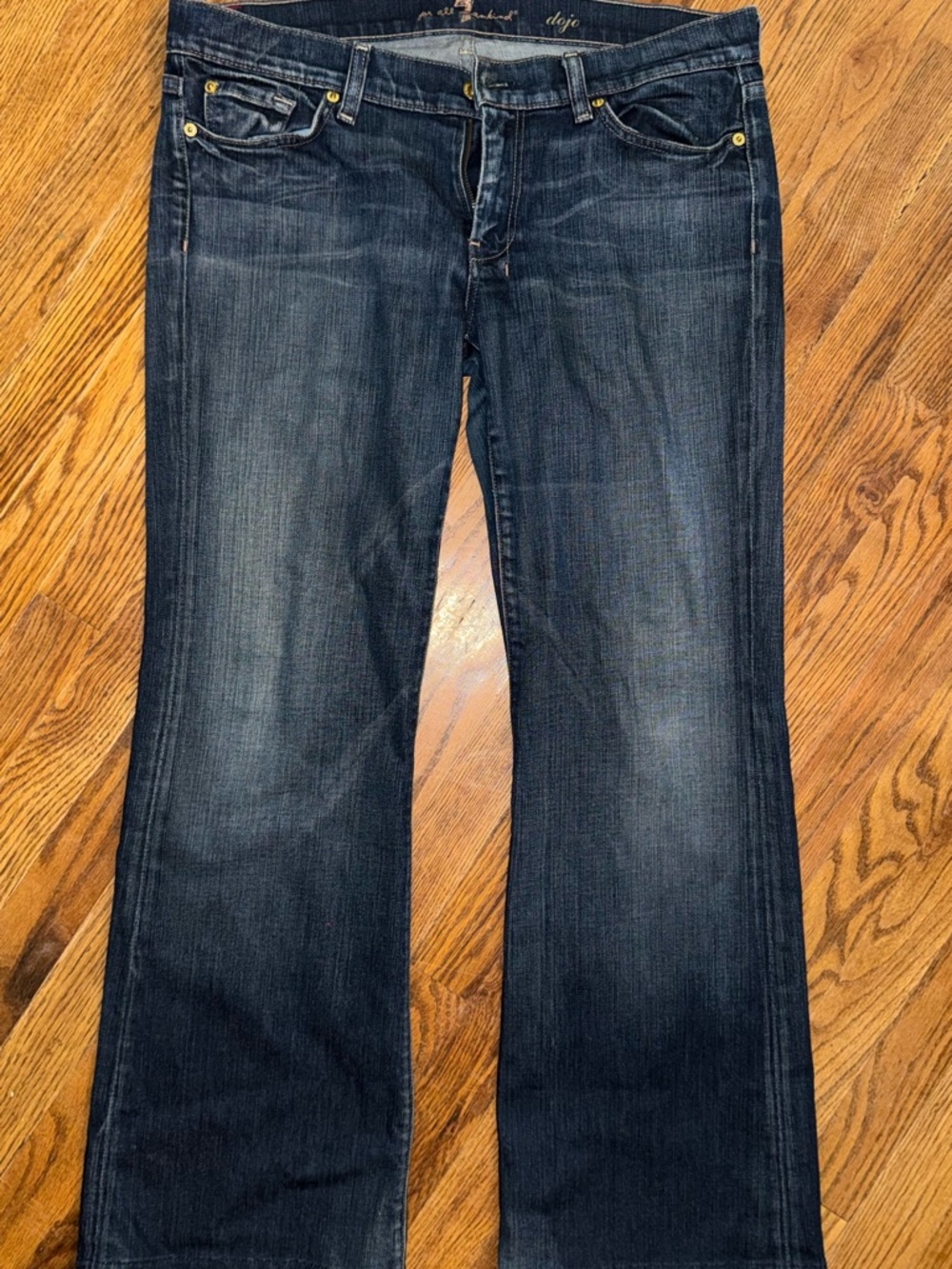 7 For All Mankind Women’s Dark Blue Low Rise Staight Leg/Wide Leg Jeans